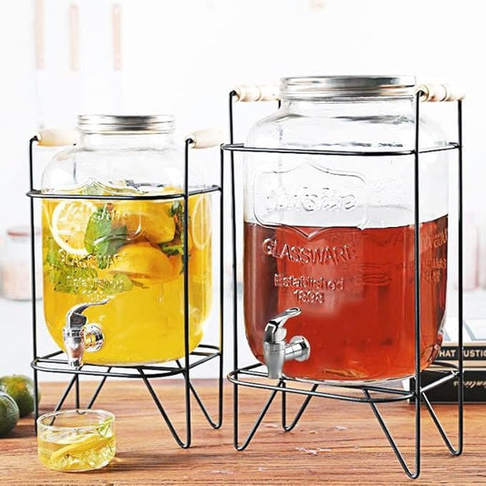 Glass Juice Dispenser with Stand & Tap  5L & 8L