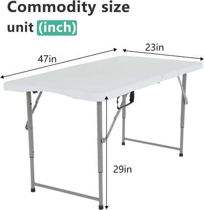 Folding, Half Portable Foldable Table for Parties, Backyard Events,White 1.2M