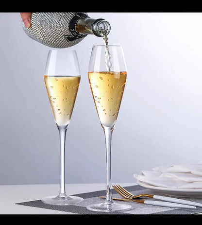 Fine Rim Wine & Champagne Flute Glass - Set of 6 (245 ml)
