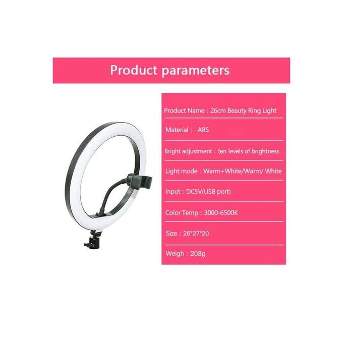 10 Inch LED Ring Light with Phone Holder – Adjustable Selfie Light for Makeup, TikTok & Live Streaming