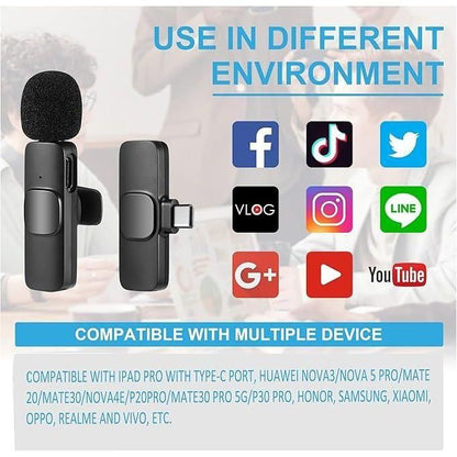 Sokany 3-in-1 Mini Dual Wireless Lapel Microphone – Plug & Play for iPhone, Android & Camera