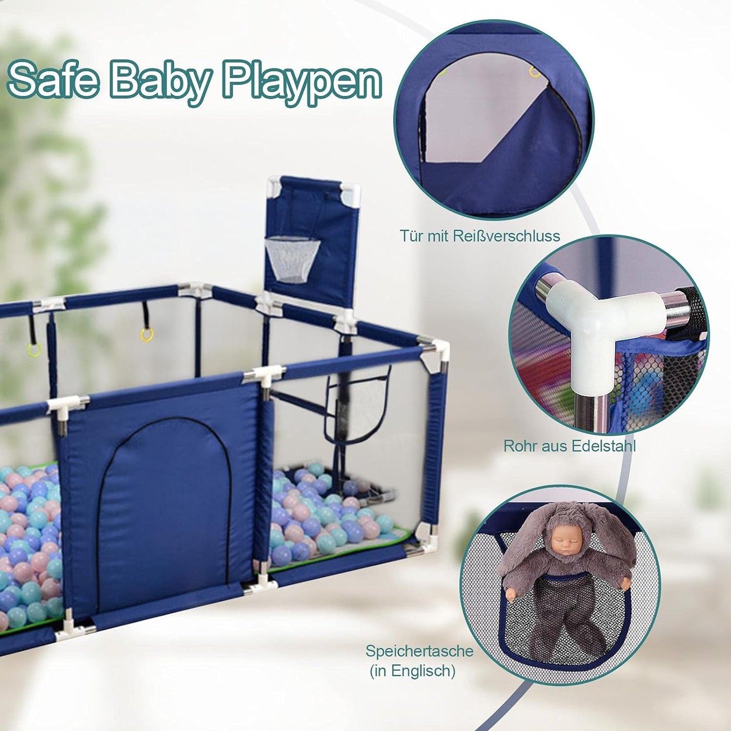 Portable Baby Ball Pit Tent Playpen Play Fence Baby Playpen