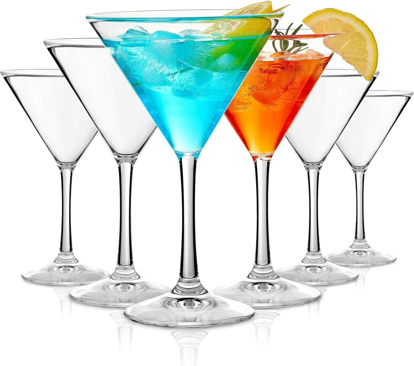 Martini Glasses Set of 6  Hand-Blown Crystal Cocktail Goblets (190ml)