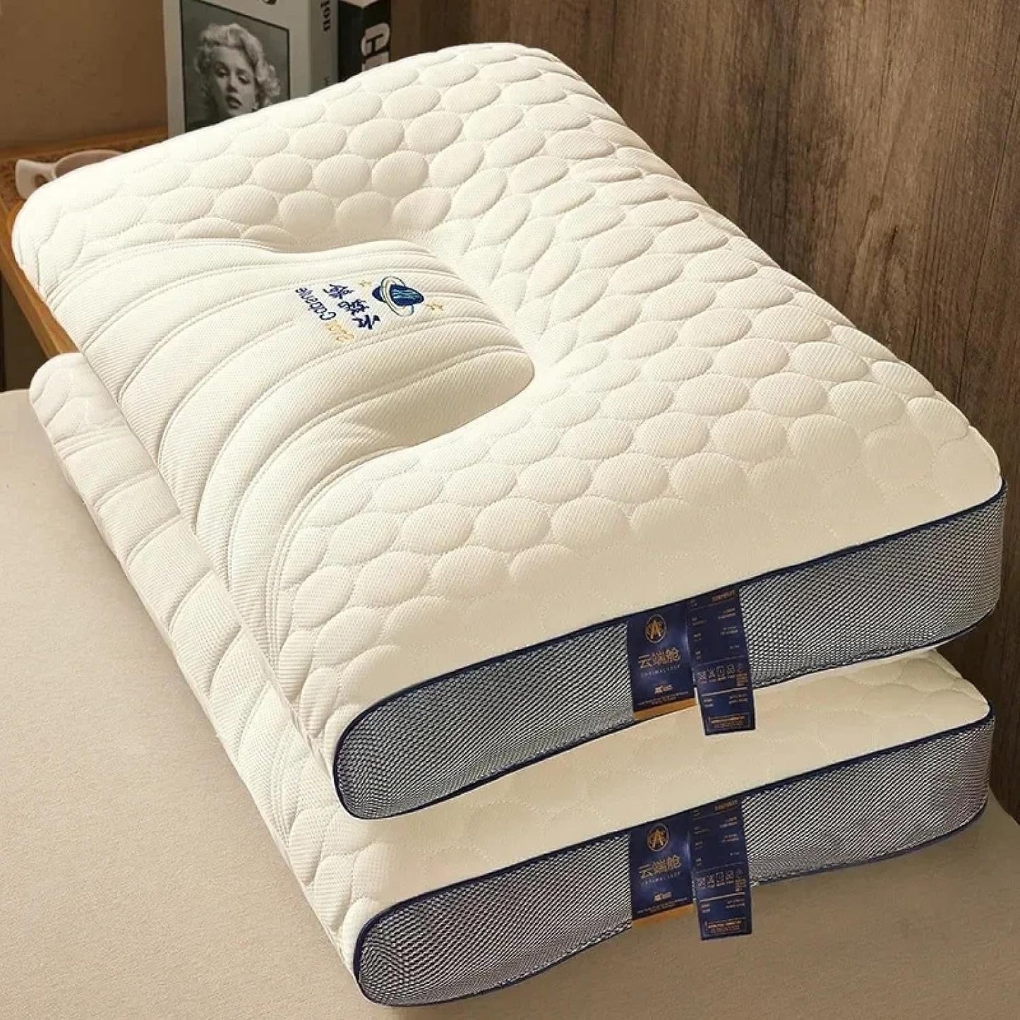 Cervical Pillow Memory Foam Neck Support Pillow with Natural Rubber Core – Ergonomic Single Bed Pillow for Side & Back Sleepers | Pain Relief