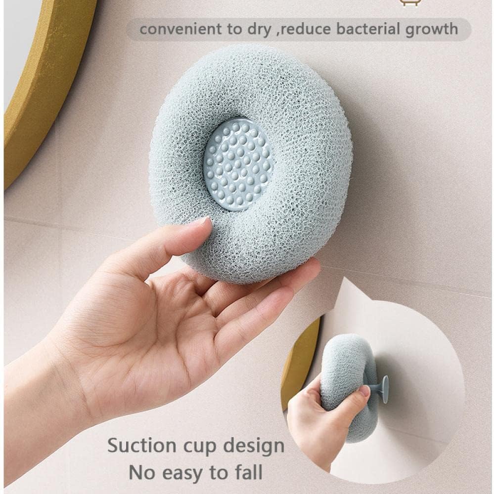 Bath Shower Sponges Set, Reusable Exfoliating Loofahs Shower Balls with Sucket