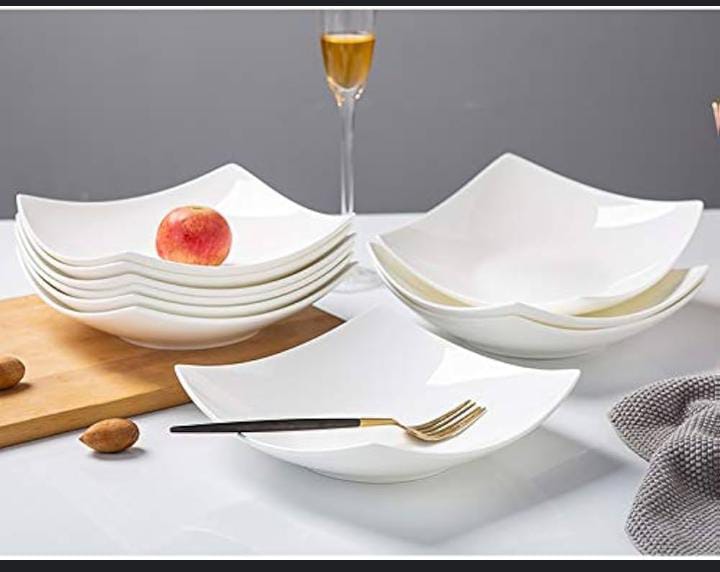 Bone chine sqaure soup plate 6pcs