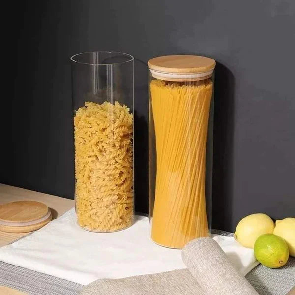 Glass storage jars with airtight lids