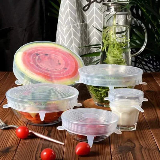 6 Pcs Re-usable Silicone Food Covers