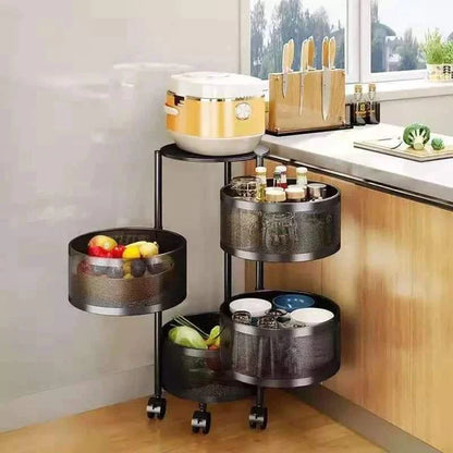 4 tier round design rotating fruit vegetable rack