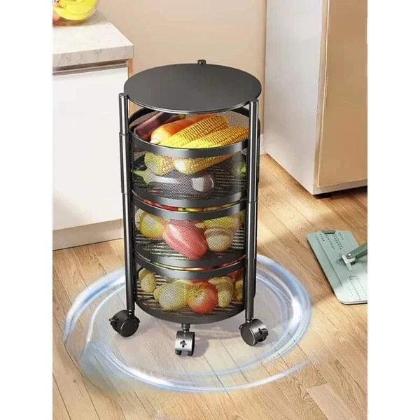 4 tier round design rotating fruit vegetable rack