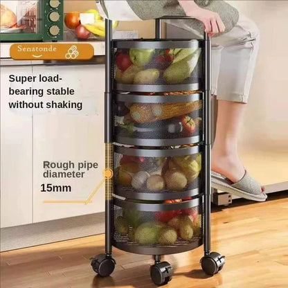 4 tier round design rotating fruit vegetable rack