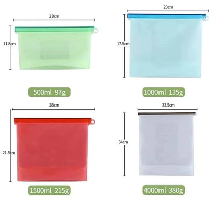 3pcs Reusable Silicone Fridge Bags