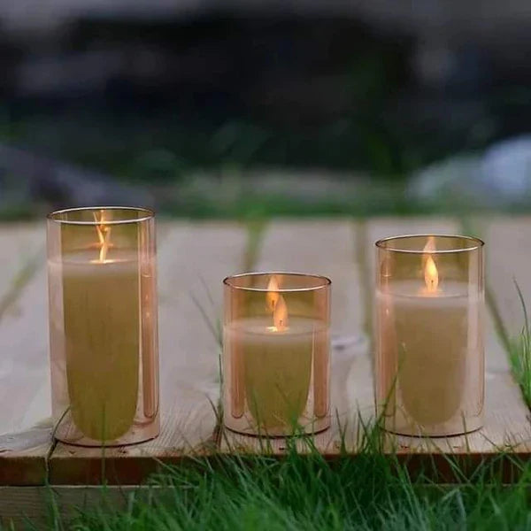 3pcs LED remote controlled glass candles