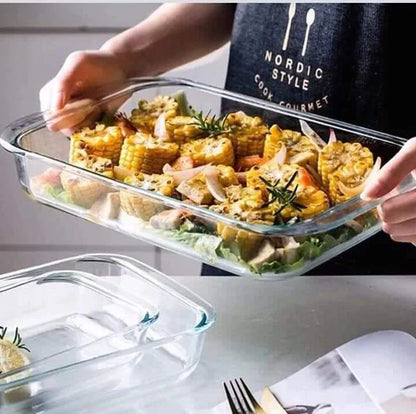 A set of 2 rectangular glass baking tins