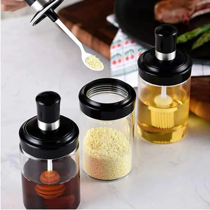 3pcs seasoning glass jars