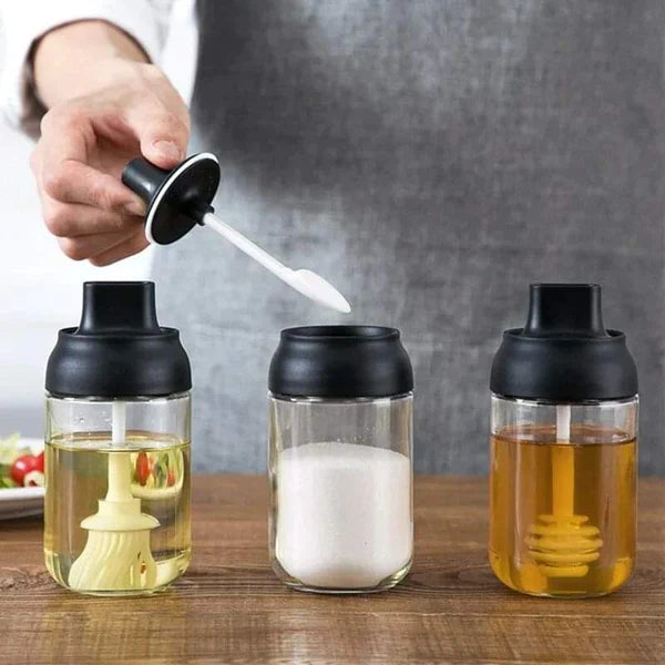 3pcs seasoning glass jars