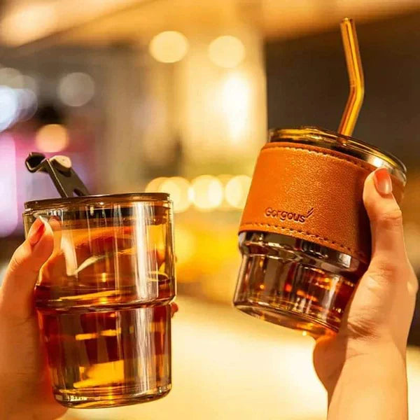 Glass Summer Cup with Leather Cover 450ml