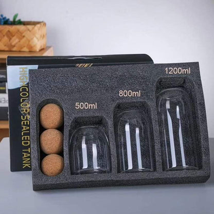 Open Ball Cork Transparent Jar with Bamboo Lid