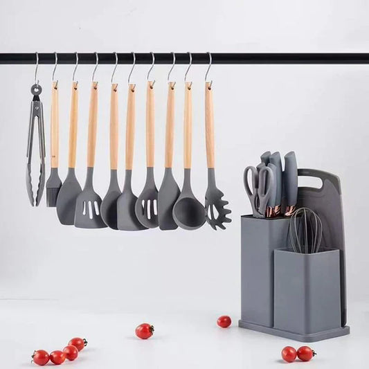 19-Piece Cooking Utensil & Silicone Knife Spoon Set All in One Kitchen Starter Kit