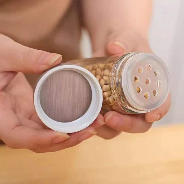 Rotating spice rack with 12 pcs glass bottle