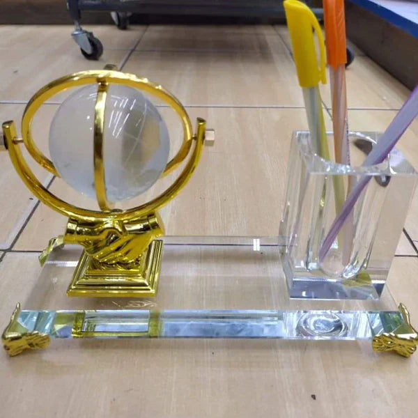 Crystal Handshake Office pen organizer