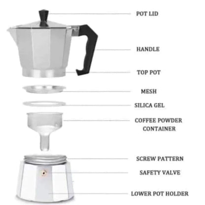 600Ml Aluminium mocha/coffee maker pot