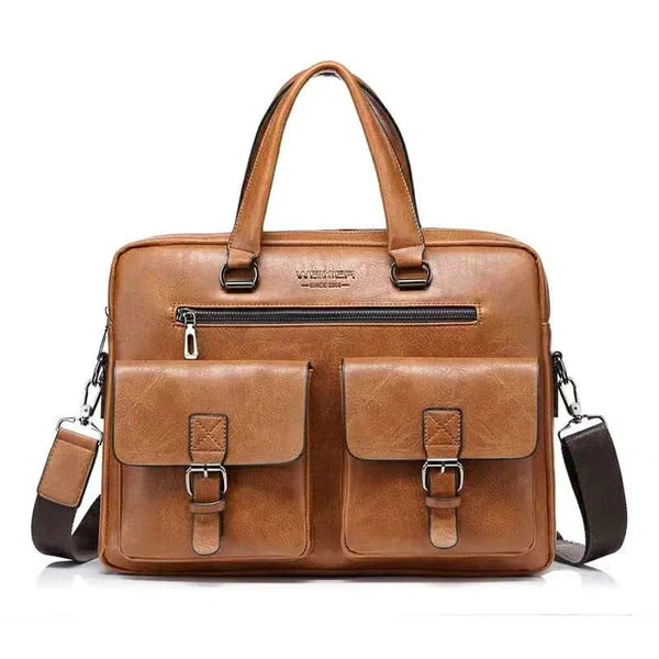 Men‘s Retro Business Handbag Large Capacity Laptop Briefcase Simple Satchel Bag
