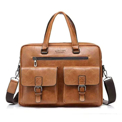 Men‘s Retro Business Handbag Large Capacity Laptop Briefcase Simple Satchel Bag