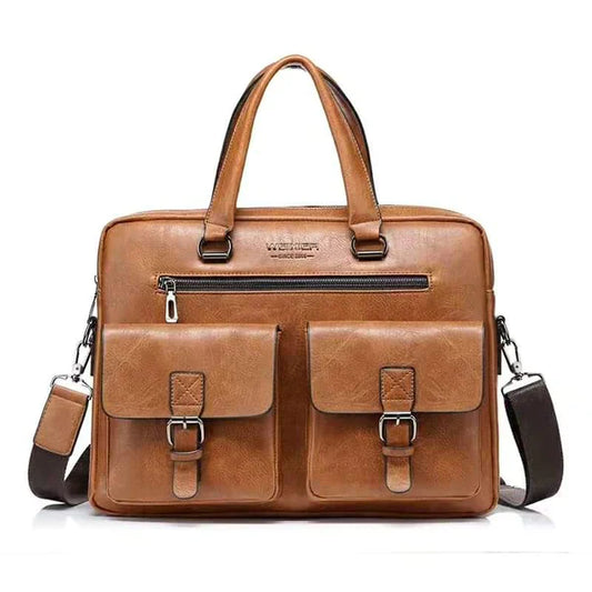 Men‘s Retro Business Handbag Large Capacity Laptop Briefcase Simple Satchel Bag