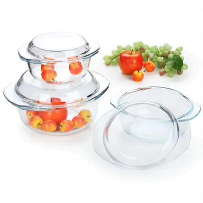 3pcs Glass Casserole Dish With Lid