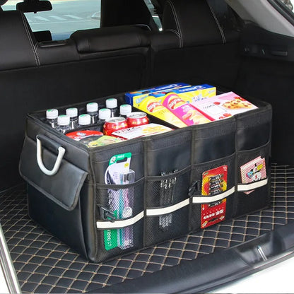 Large capacity car boot organizer with compartments