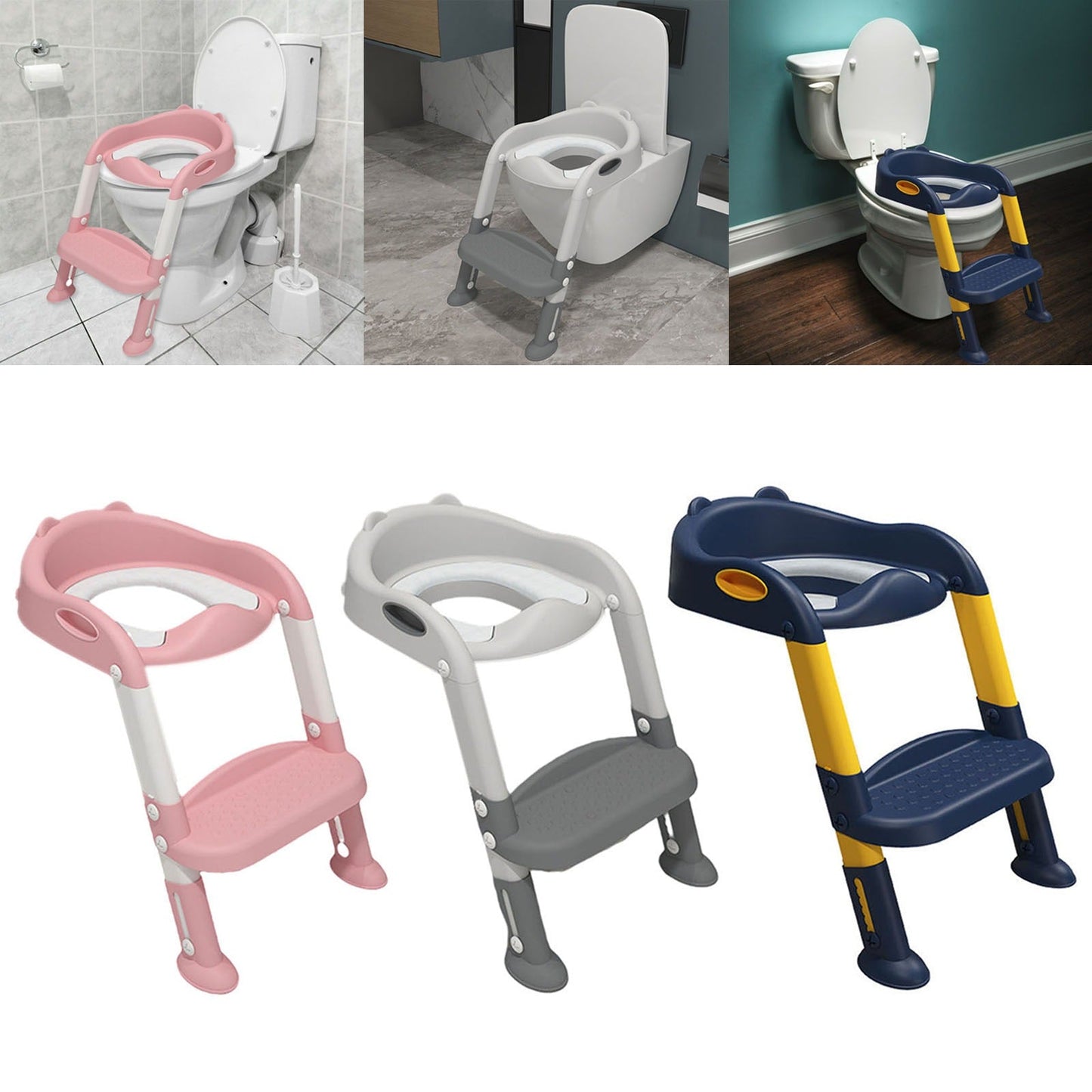 Kids Toilet Training Seat with Ladder Adjustable Toddler Potty Chair for Toilet Training