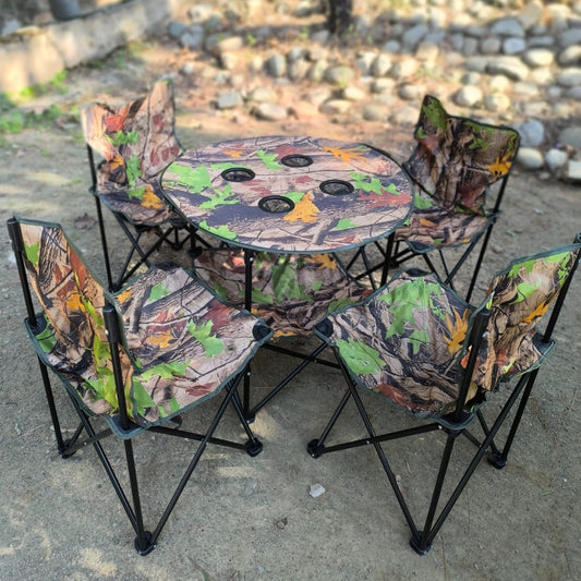 A Set of Four Chairs and a Table – Elegant Modern Dining or Patio Set