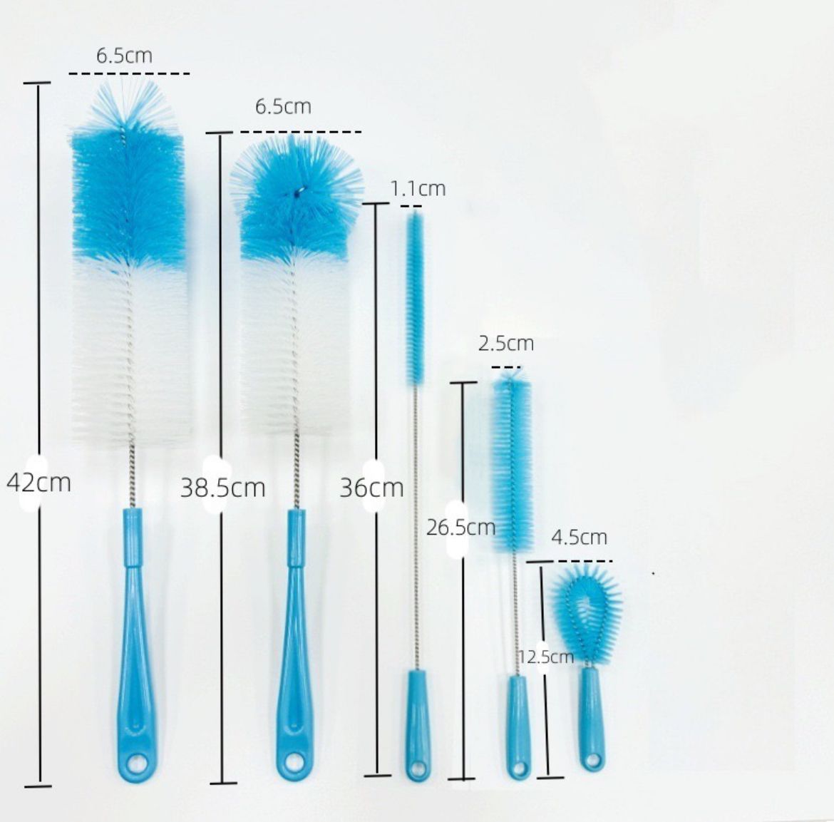 5 Pcs Long Bottle Brush Cleaner set