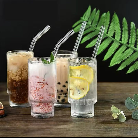 Fancy Aesthetic Highball crystal ribbed  glasses