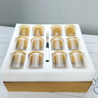 Round glass jars set 
12pc  jars with Bamboo lids