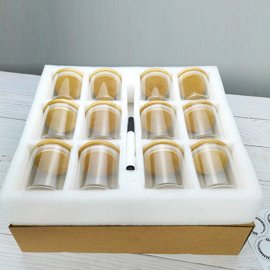 Round glass jars set 
12pc  jars with Bamboo lids