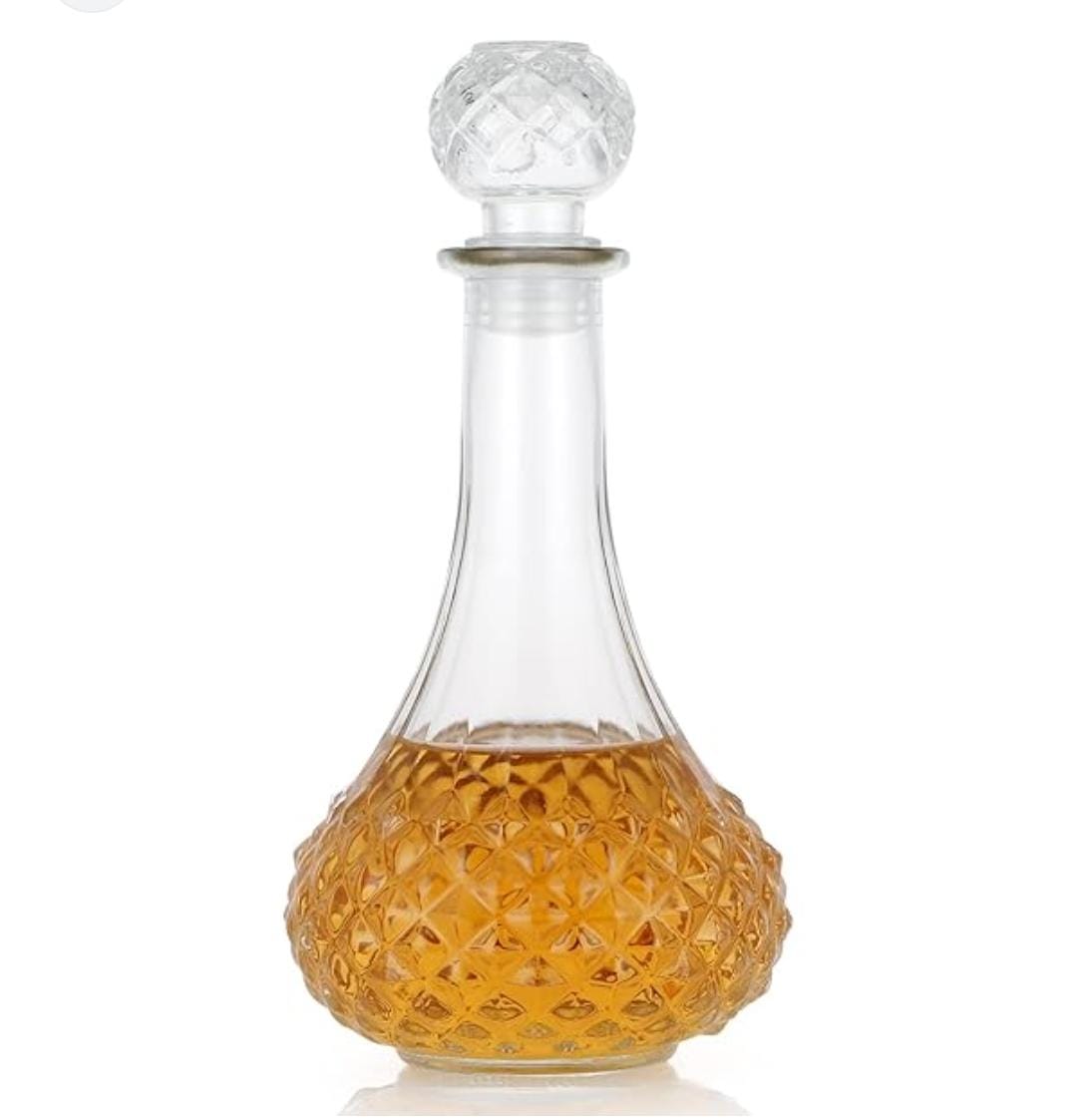 1L Thick glass whisky bottle  with air tight Tot cork