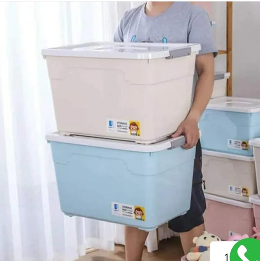 80 Litres Storage Box with Wheels – Large Capacity Foldable Plastic Organizer – Durable, Stackable & Dustproof Bin for Home, Office, Moving & Seasonal Storage