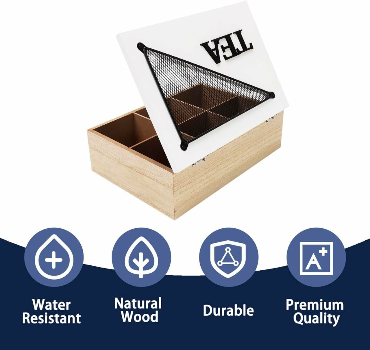 6 compartments wooden teabag / coffee organizer