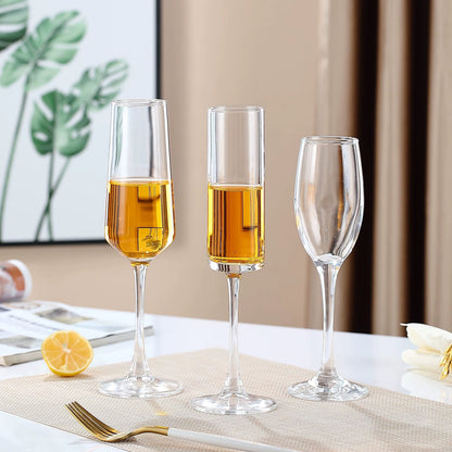 Classic Champagne Glasses Set of 6, 6oz Glass Champagne Flutes, Stemmed Champagne Flutes, Sparkling Wine Glass for Party, Wedding and Home - Clear,250ml
