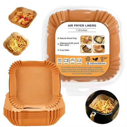 50pcs Disposable Air Fryer Parchment Paper Liners – Nonstick & Oil-Proof