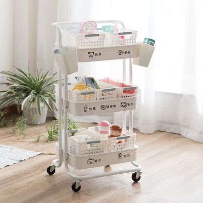 Multifunction Portable Hand Trucks,3-Tier Rolling Movable Utility Cart Heavy Duty Storage Organizer