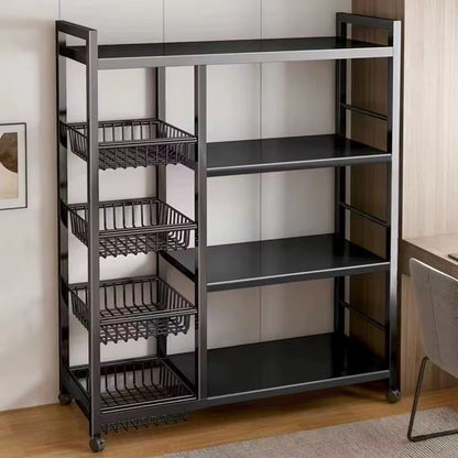 Multi-Layer Kitchen Storage Rack with Wheels  Metal Vegetable & Household Organizer