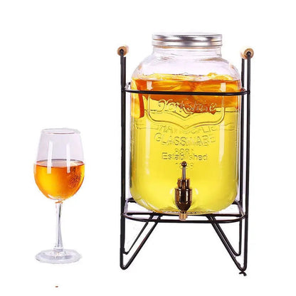 Glass Drink Dispenser with Stand & Tap  5L Juice & Cocktail Dispenser Elegant Beverage Server for Parties, Weddings & Home Use