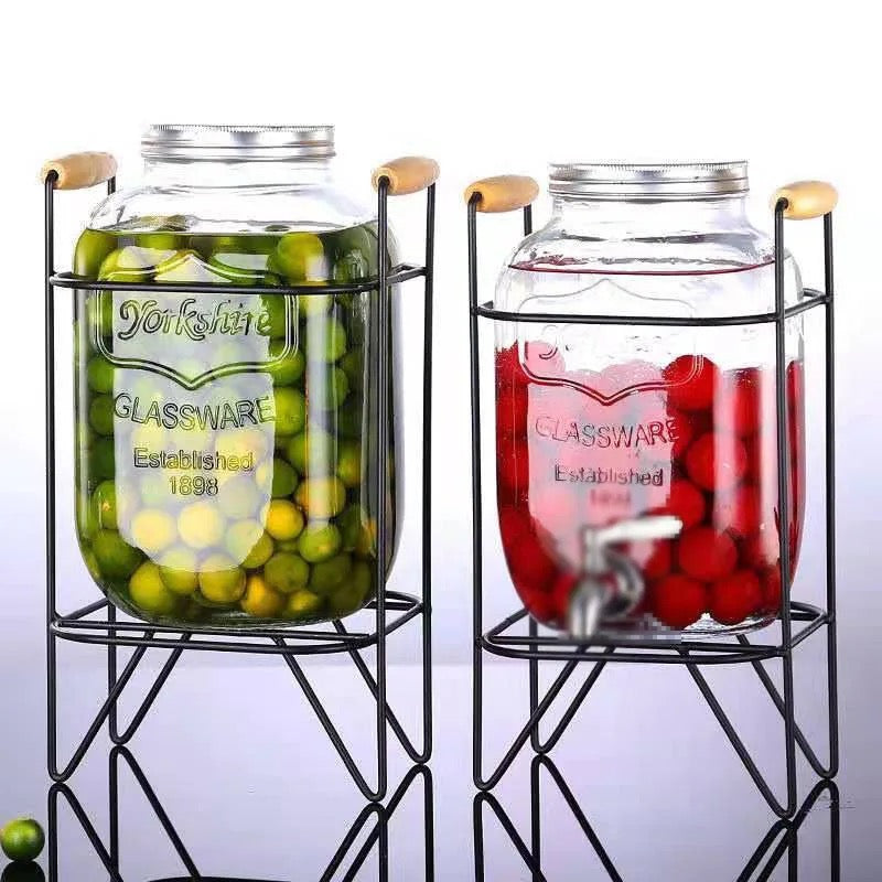 Glass Drink Dispenser with Stand & Tap  5L Juice & Cocktail Dispenser Elegant Beverage Server for Parties, Weddings & Home Use