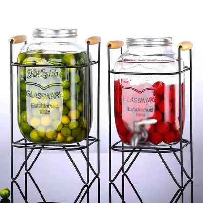 Glass Drink Dispenser with Stand & Tap  5L Juice & Cocktail Dispenser Elegant Beverage Server for Parties, Weddings & Home Use
