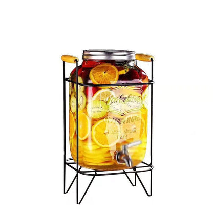 Glass Drink Dispenser with Stand & Tap  5L Juice & Cocktail Dispenser Elegant Beverage Server for Parties, Weddings & Home Use