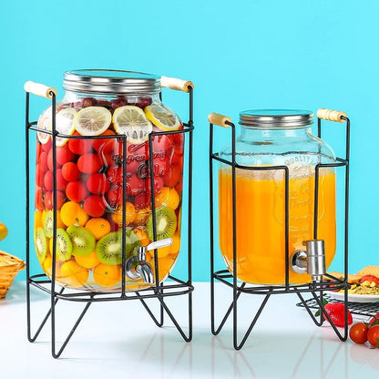 Glass Drink Dispenser with Stand & Tap  5L Juice & Cocktail Dispenser Elegant Beverage Server for Parties, Weddings & Home Use