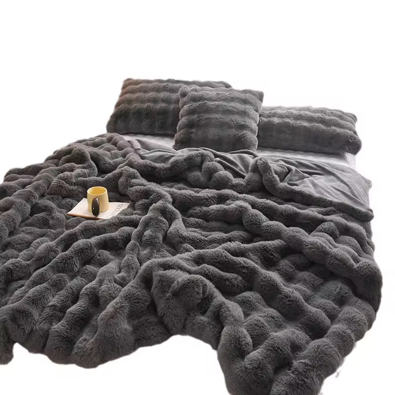 Soft bubble winter throw blanket plain size 6x6